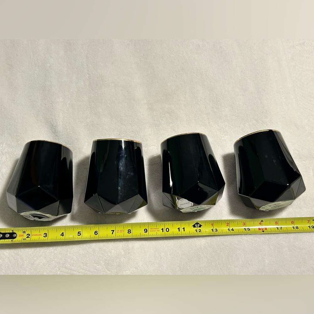 Black geometric stemless wine drink glasses beverage bar alt gold romantic girls